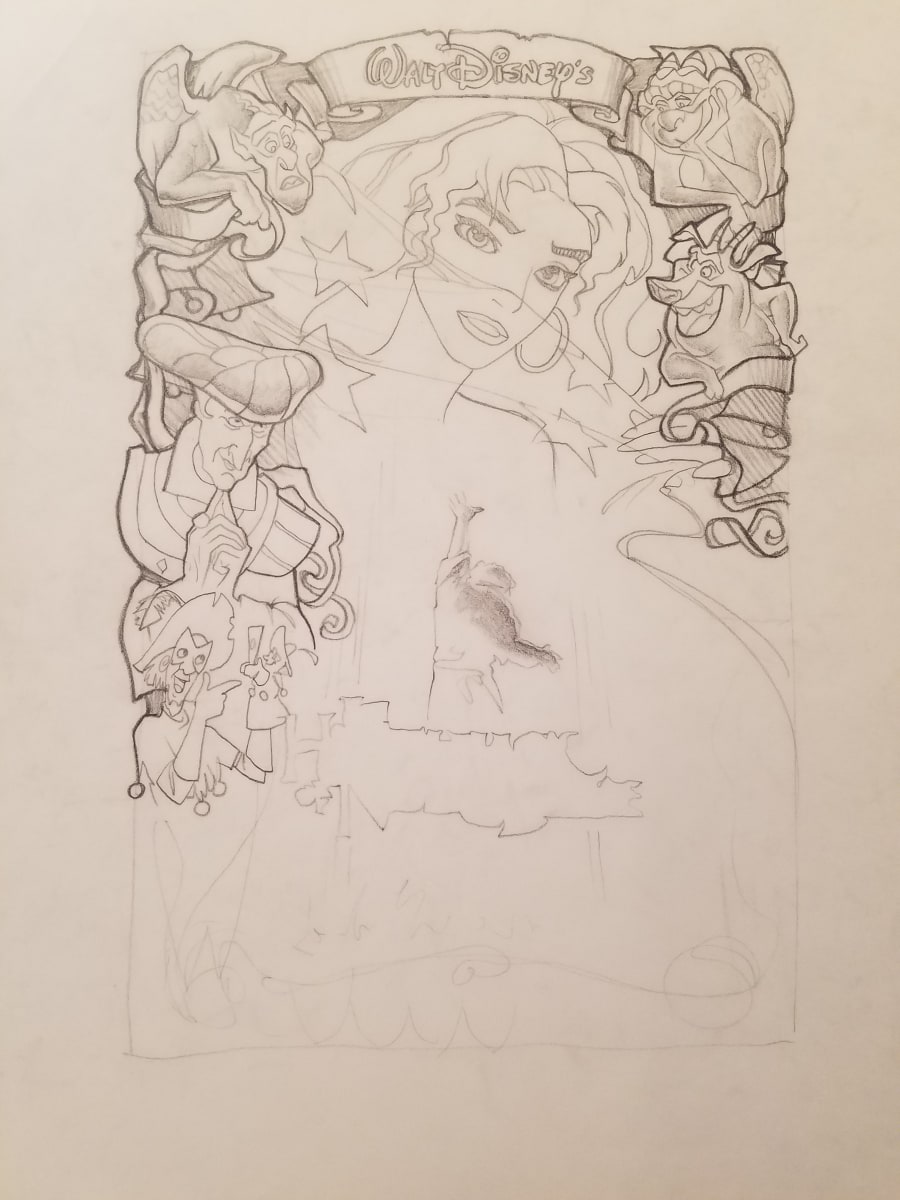 The Hunchback of Notre Dame Poster Concept, Esmeralda Above by John Alvin, Image 1.