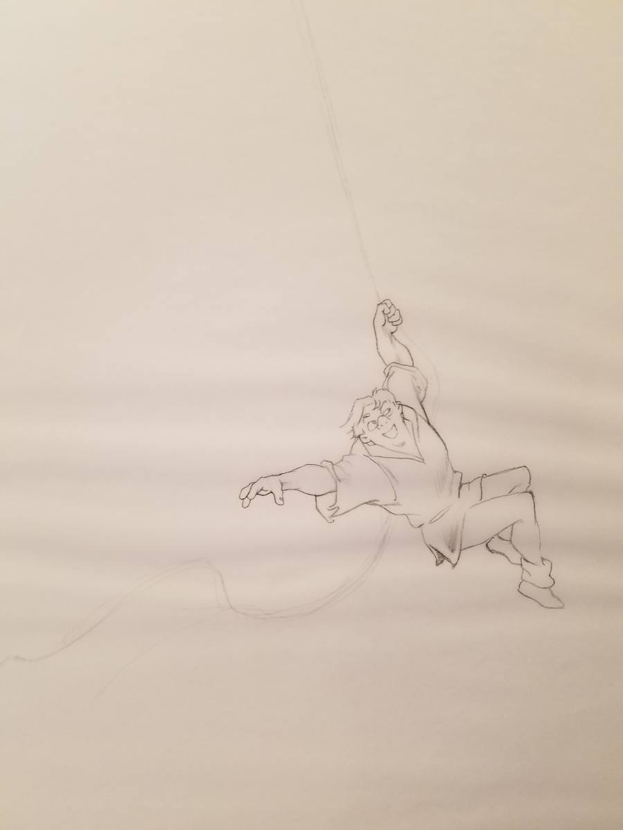 The Hunchback of Notre Dame Poster Concept, Quasimodo Swinging Right Arm Outstretched by John Alvin, Image 1.