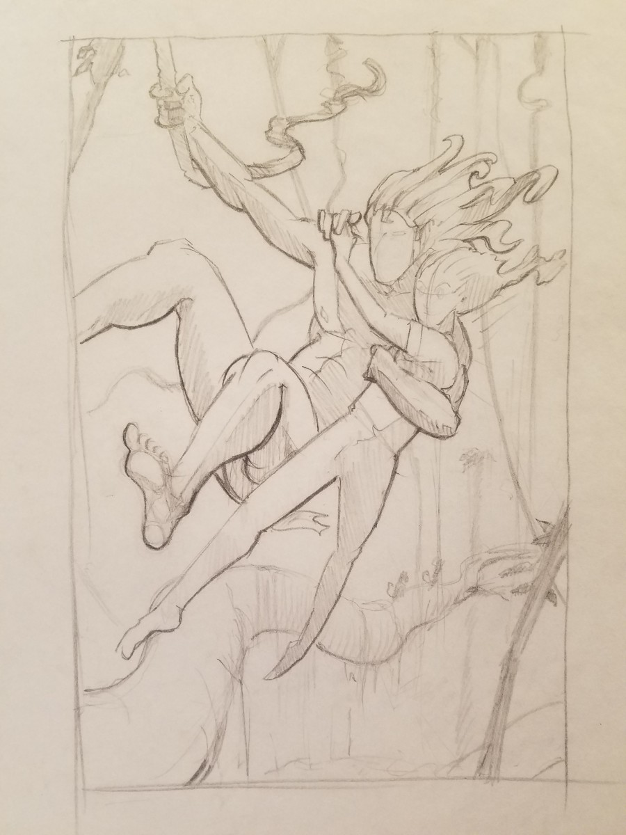 Tarzan Swinging With Jane, Faces Not Detailed by John Alvin 