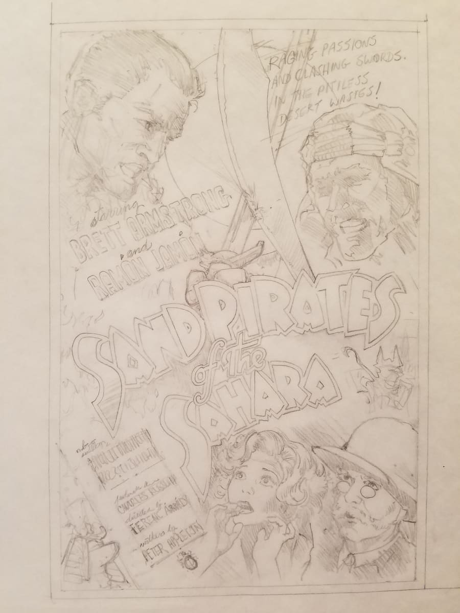 The Majestic Sand Pirates of the Sahara Poster Concept Art, Rough Sketch by John Alvin, Image 1.