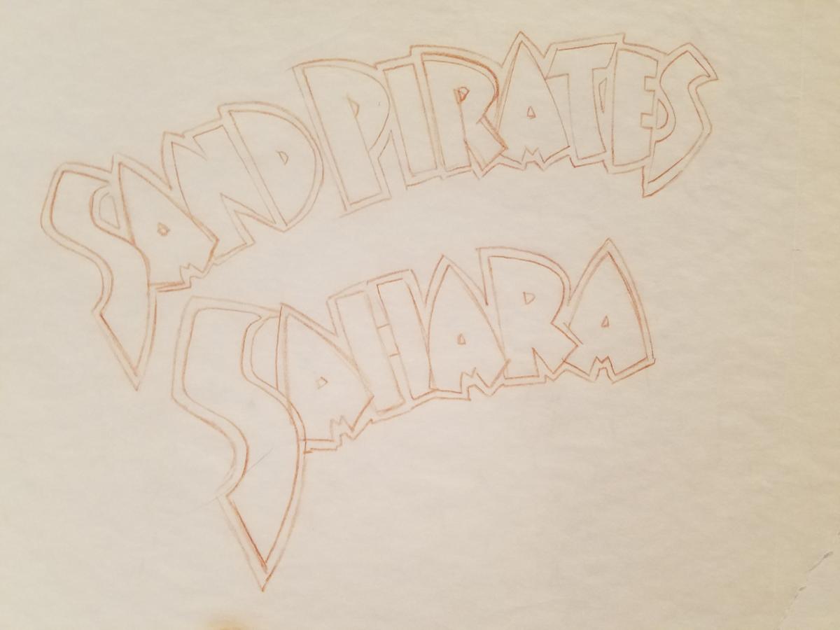 The Majestic Sand Pirates of the Sahara Logo Concept, Red Pencil by John Alvin, Image 1.