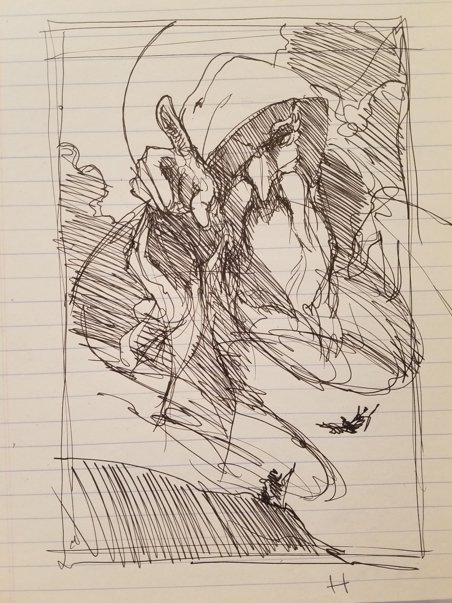 Quest for Camelot Very Rough Concept Sketch, Merlin Pointing by John Alvin 