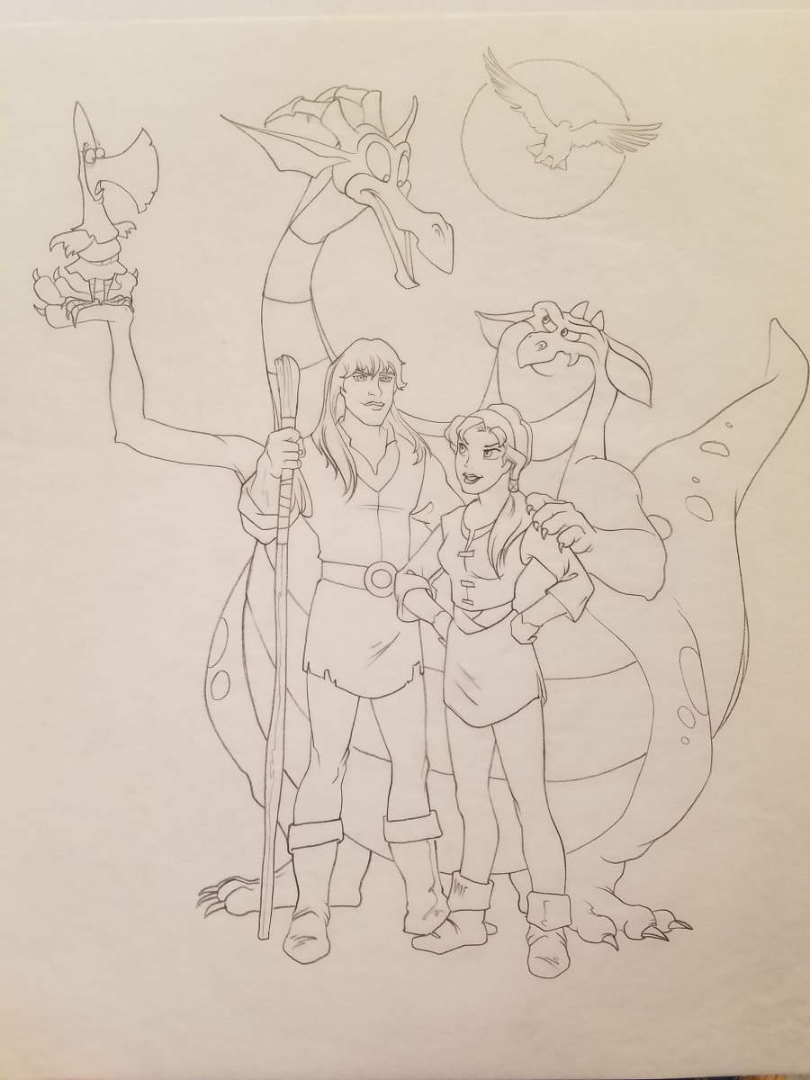 Quest for Camelot Poster Concept, Cast in Sunset by John Alvin, Image 1.