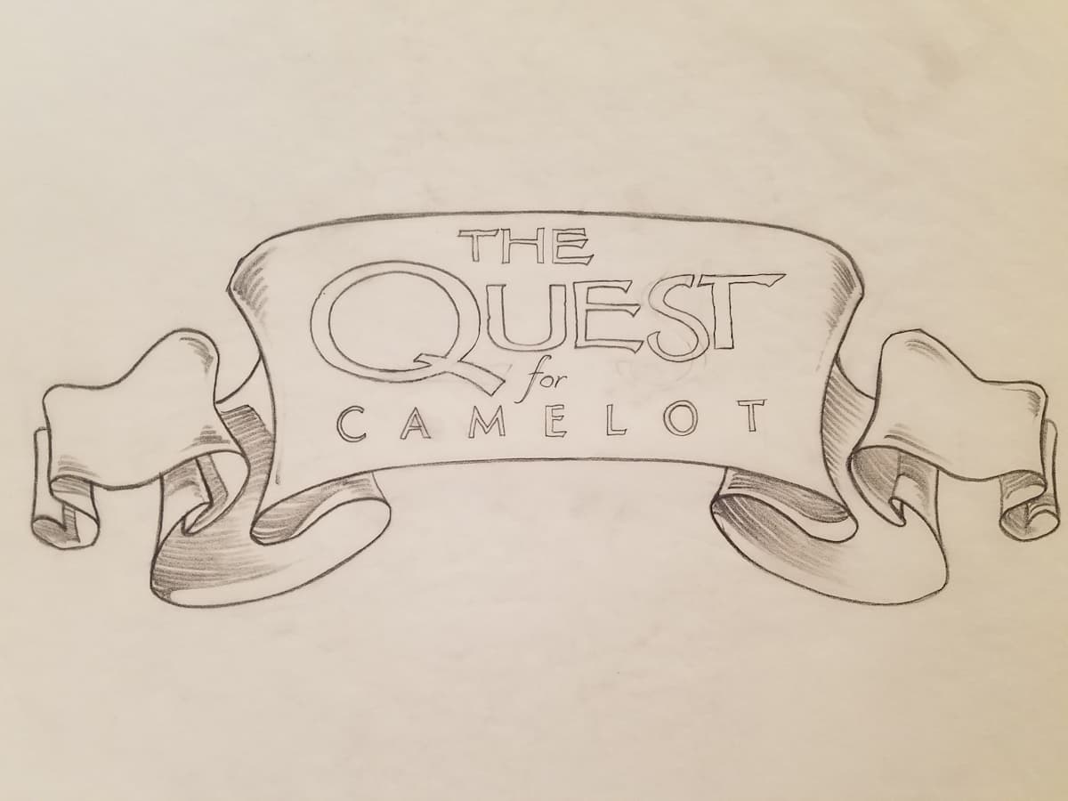 Quest for Camelot Title Concept, Ribbon by John Alvin, Image 1.