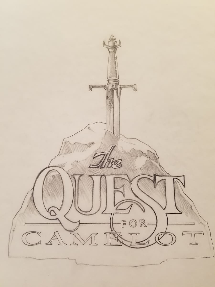 Quest for Camelot Title Concept, Rock and Sword by John Alvin, Image 1.
