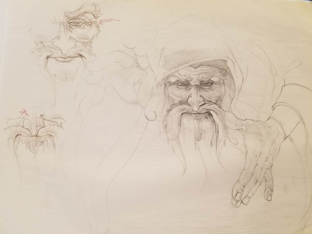 Quest for Camelot Poster Concept, Merlin Study by John Alvin, Image 1.