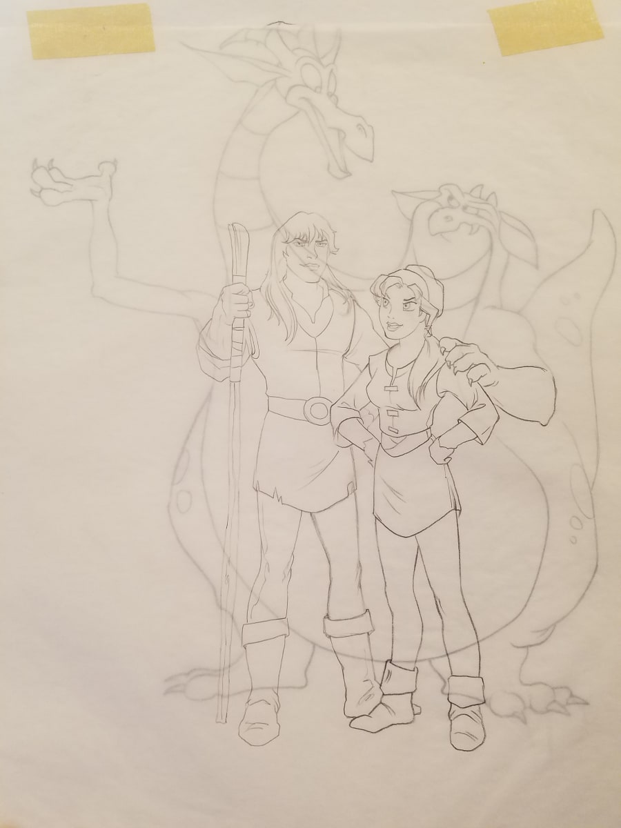 Quest for Camelot Poster Concept, Cast, Two Pieces Overlaid by John Alvin, Image 1.