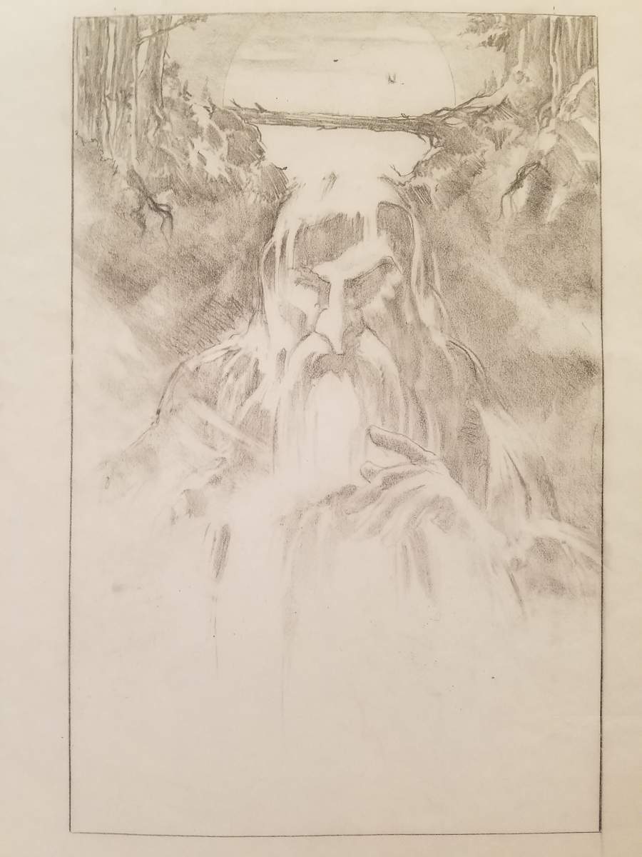 Quest for Camelot Poster Concept, Merlin Waterfall by John Alvin, Image 1.