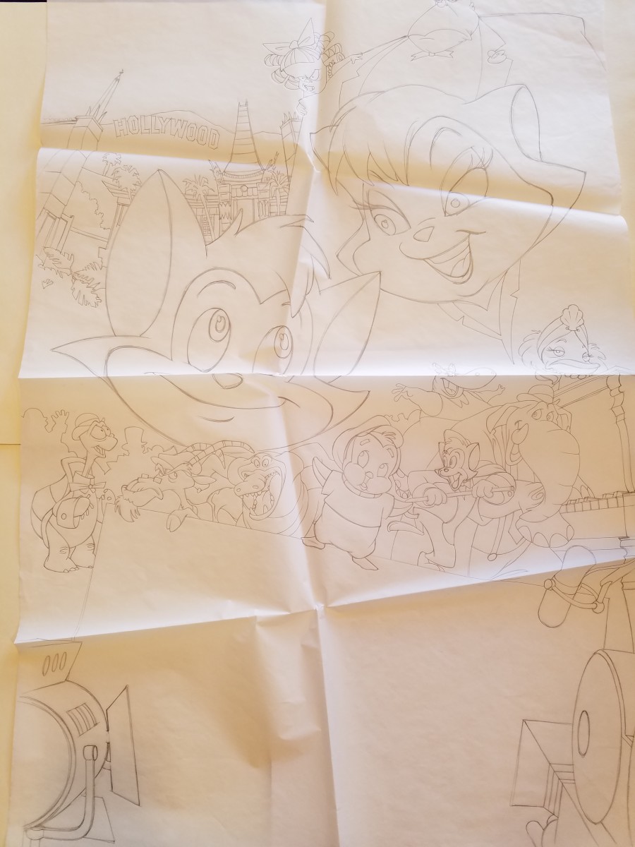 Cats Don't Dance Poster Concept, Transfer Drawing for Final Art by John Alvin 