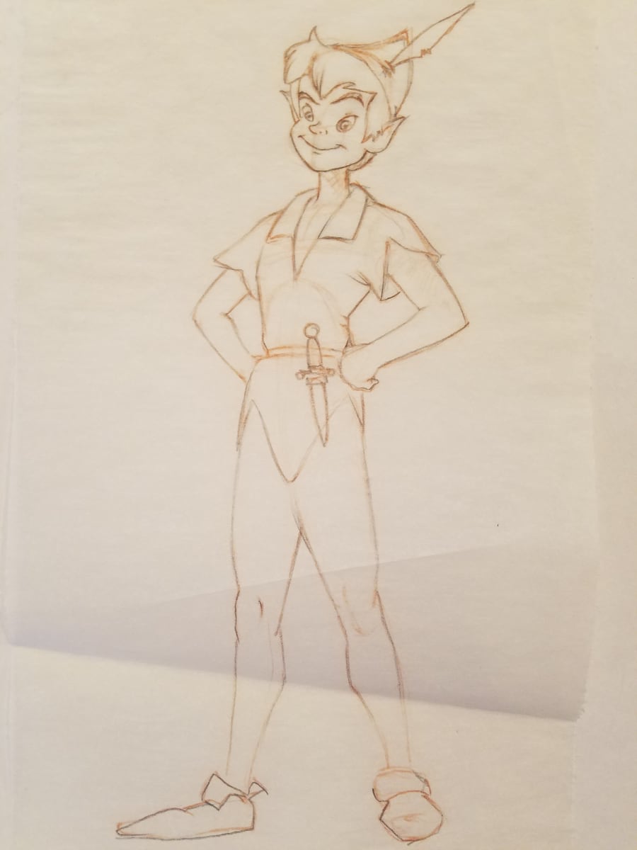 Peter Pan Poster Concept Art, Peter w/Red Pencil by John Alvin, Image 1.