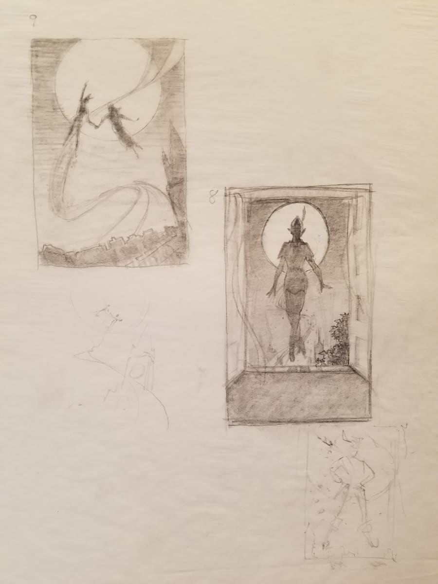 Peter Pan Poster Concept Art, Cover Concepts "9" and "8" by John Alvin, Image 1.