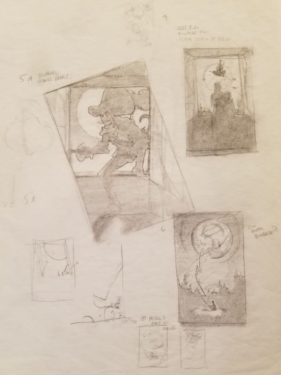 Peter Pan Poster Concept Art, Cover Concepts "4" "5A" "5B" "6" by John Alvin, Image 1.