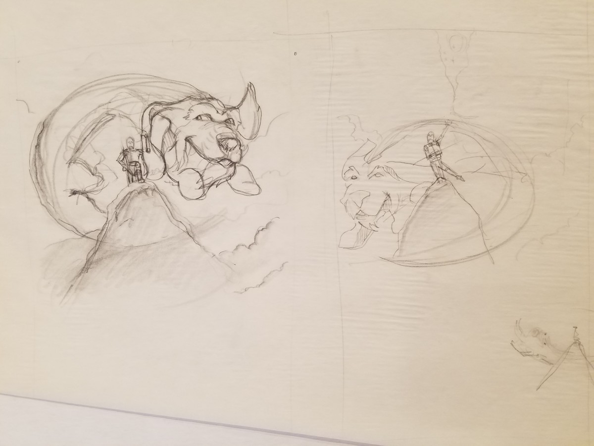 The Neverending Story Poster Concept for Video Packaging Rough Sketches by John Alvin 