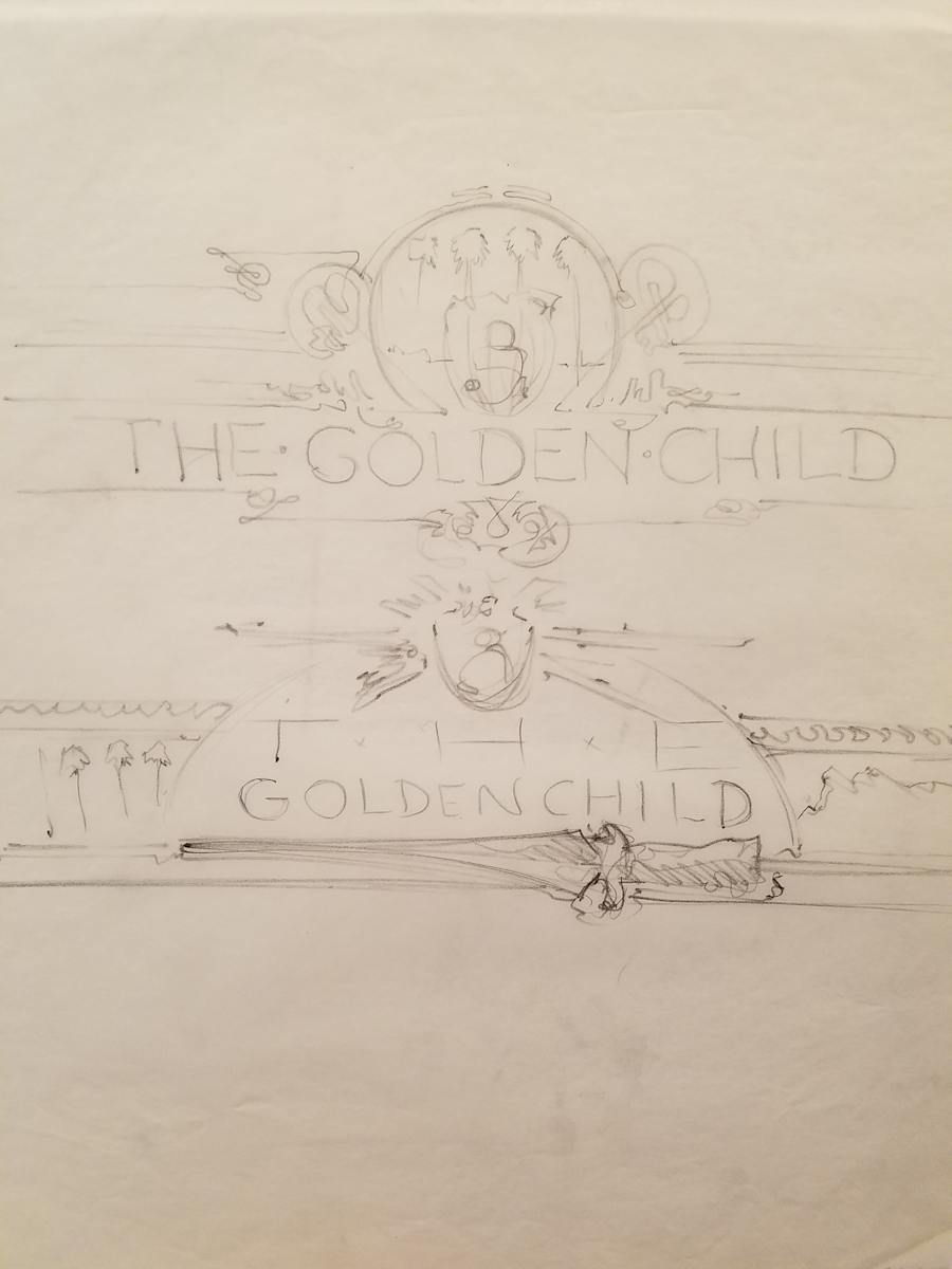 The Golden Child Logo Concept, Rough Layout Concepts of Title by John Alvin, Image 1.