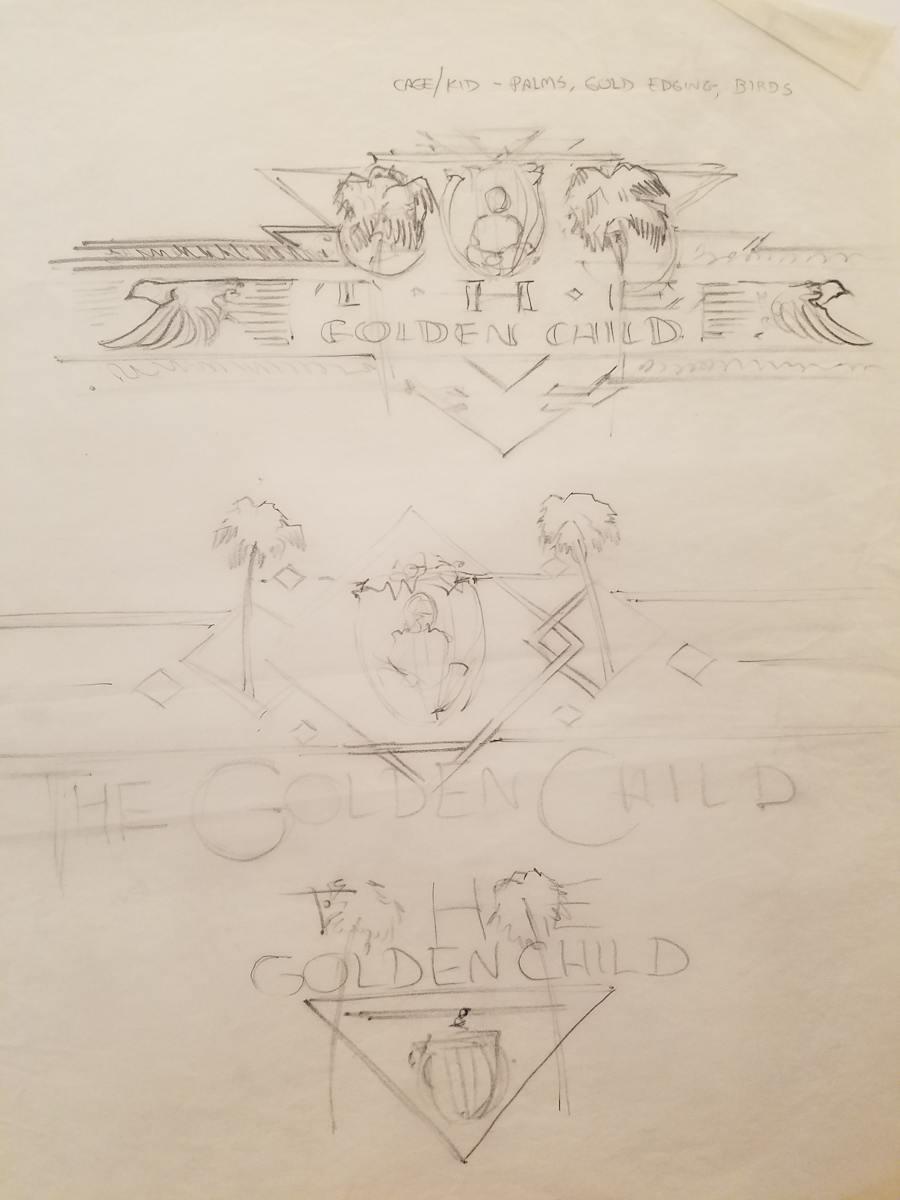 The Golden Child Logo Concept, Rough Layout Concepts of Title by John Alvin, Image 1.