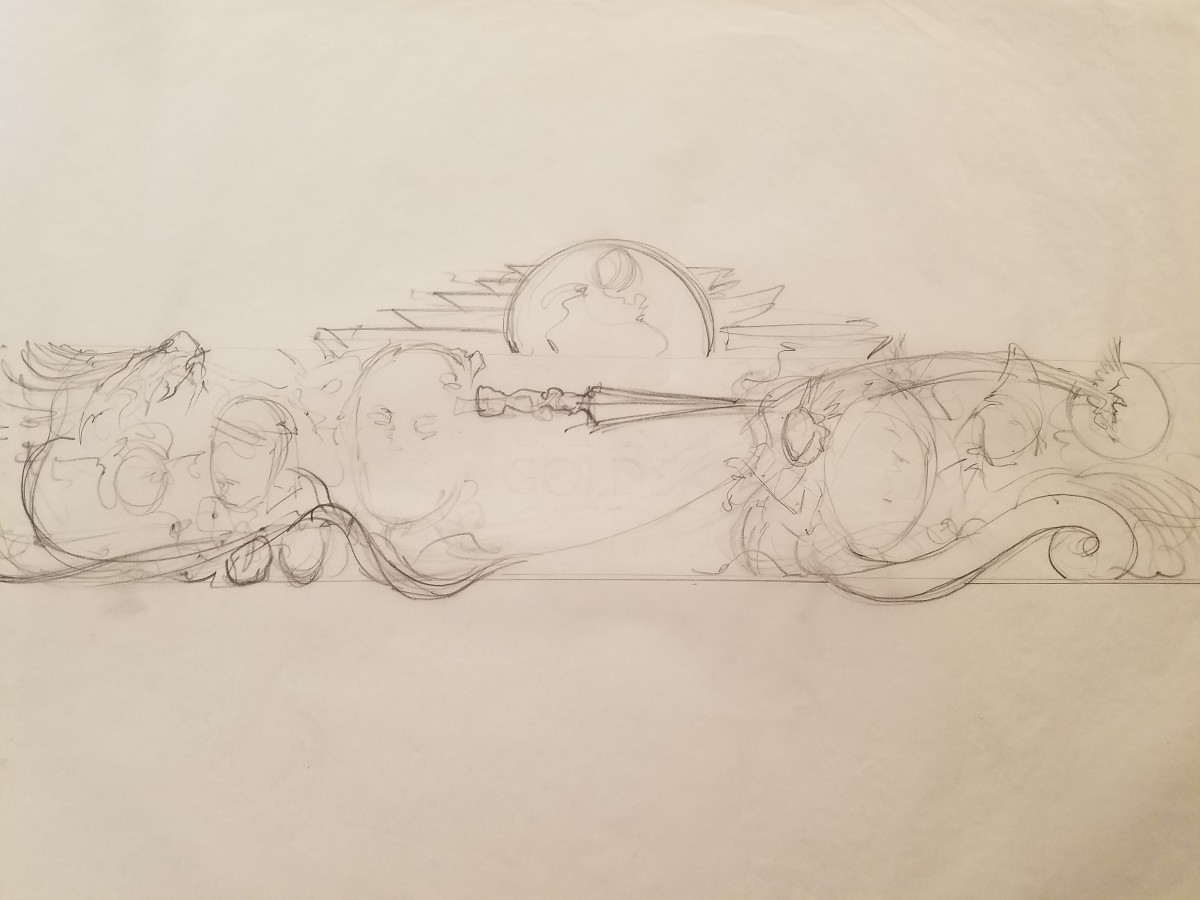 The Golden Child Logo Concept, Rough Layout of Full Cast by John Alvin 