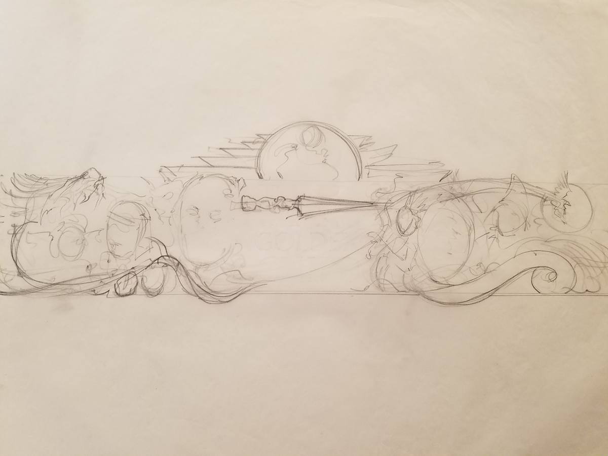 The Golden Child Logo Concept, Rough Layout of Full Cast by John Alvin, Image 1.