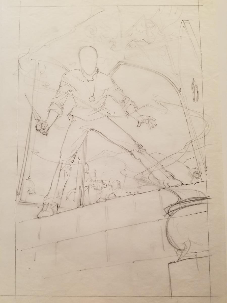 The Golden Child Poster Concept, Rough Sketch of Chandler 2 by John Alvin, Image 1.