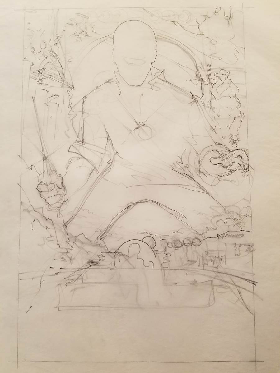 The Golden Child Poster Concept, Rough Sketch of Chandler 1 by John Alvin, Image 1.