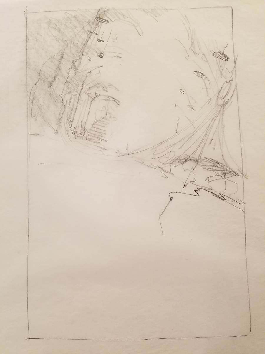The Golden Child Poster Concept, Rough Sketch of Streetlights by John Alvin, Image 1.