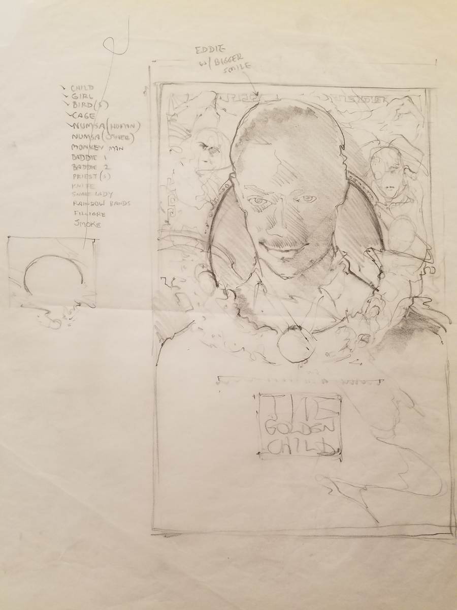 The Golden Child Poster Concept, Poster Layout With Checklist on Left by John Alvin, Image 1.