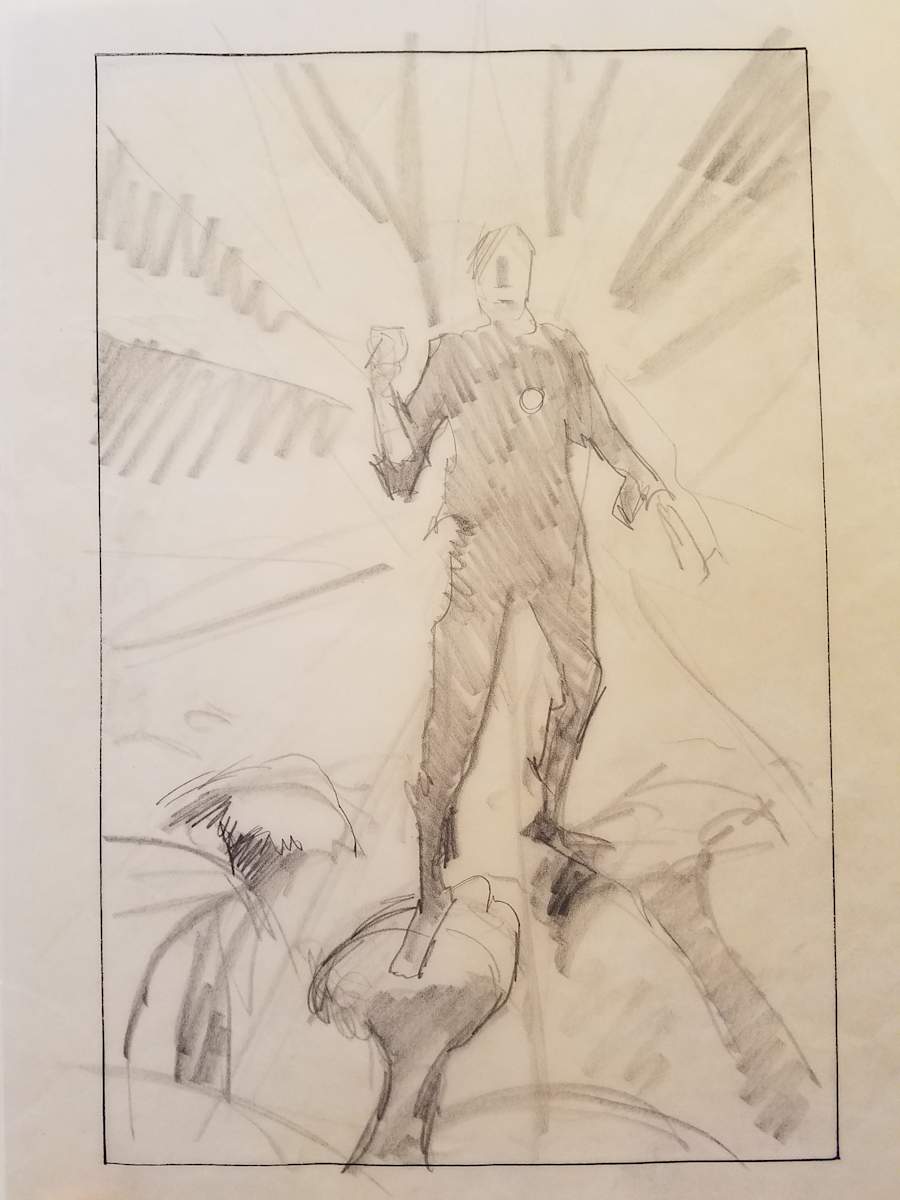 The Golden Child Poster Concept, Rough Layout Sketch of Chandler by John Alvin, Image 1.