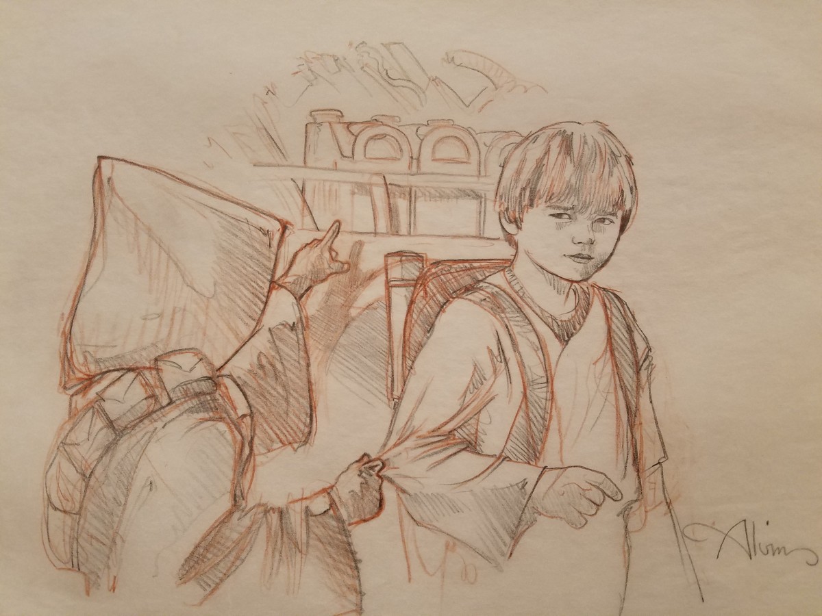 Star Wars Anakin's Fate Interior Art, Red Pencil by John Alvin 