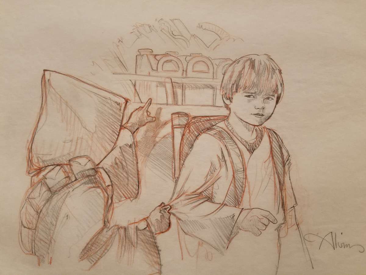 Star Wars Anakin's Fate Interior Art, Red Pencil by John Alvin, Image 1.