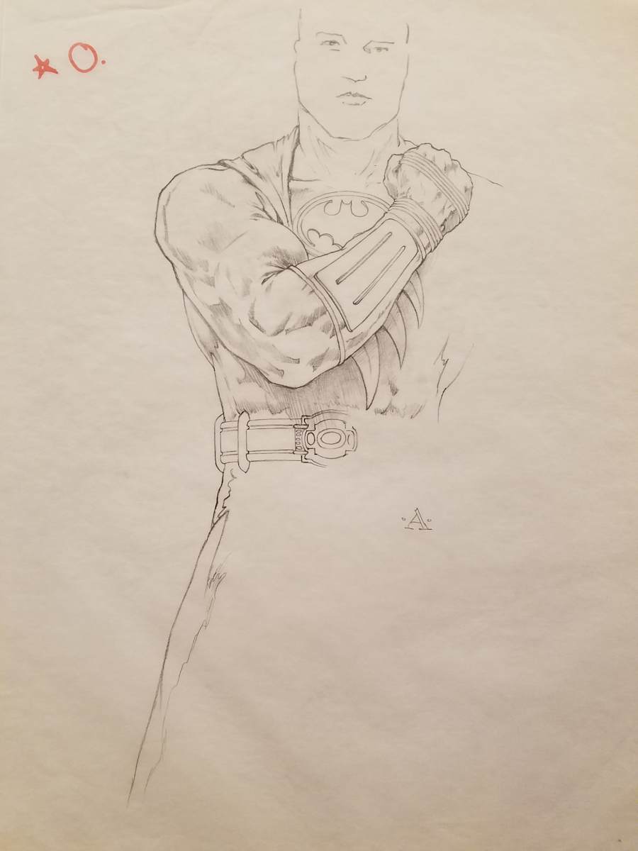 Batman Poster Concept, Detailed Sketch of Batman by John Alvin, Image 1.