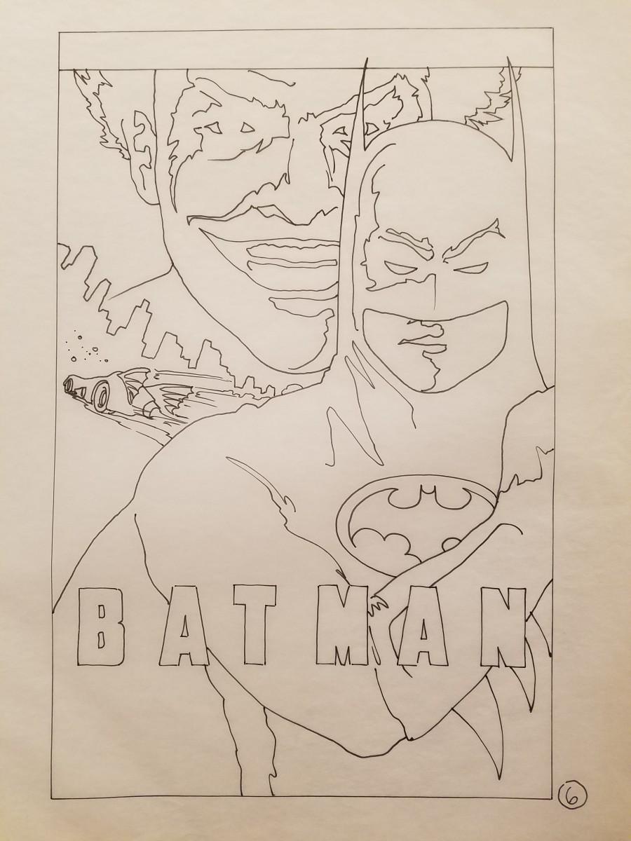 Batman Poster Concept, Outline Sketch, Batman "6" by John Alvin 