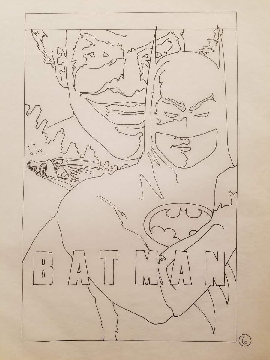 Batman Poster Concept, Outline Sketch, Batman "6" by John Alvin, Image 1.