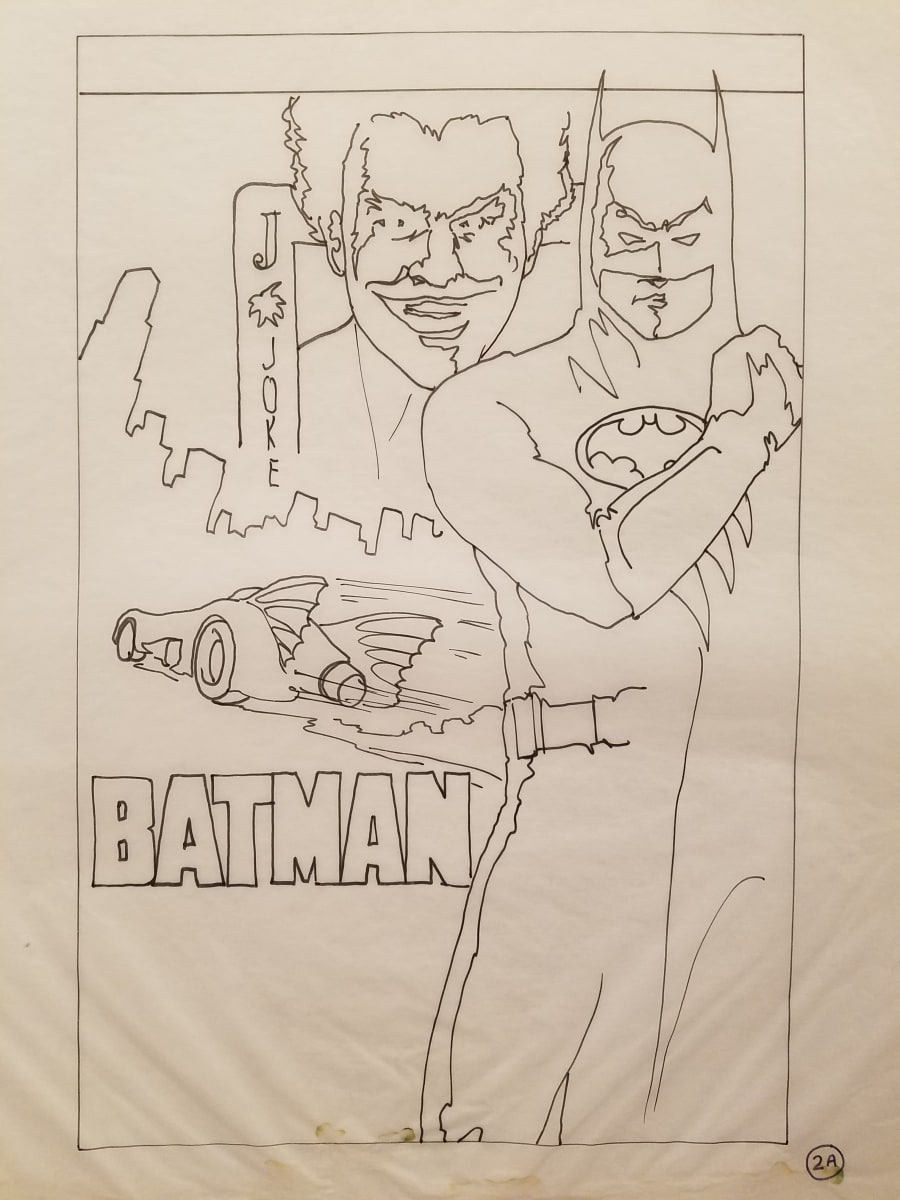 Batman Poster Concept, Outline Sketch "2A" by John Alvin, Image 1.