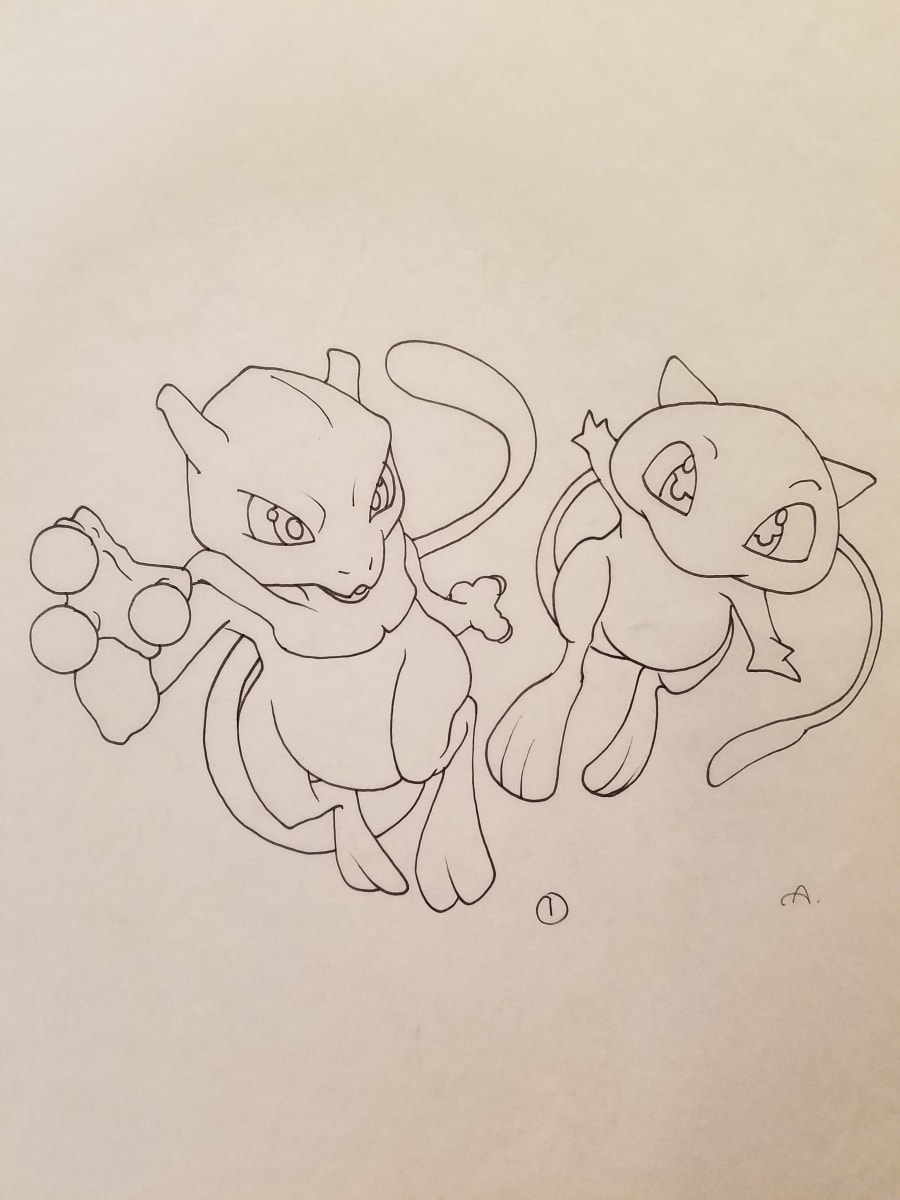 Pokemon: The First Movie Poster Concept, Mew / Mewtwo "1" by John Alvin, Image 1.