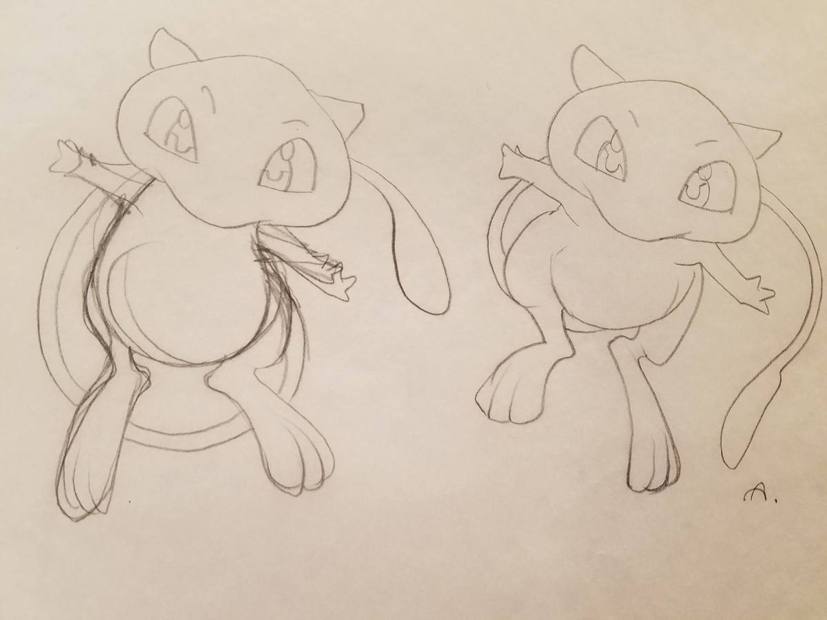 Pokemon: The First Movie Poster Concept, Mew Study Sketches by John Alvin, Image 1.