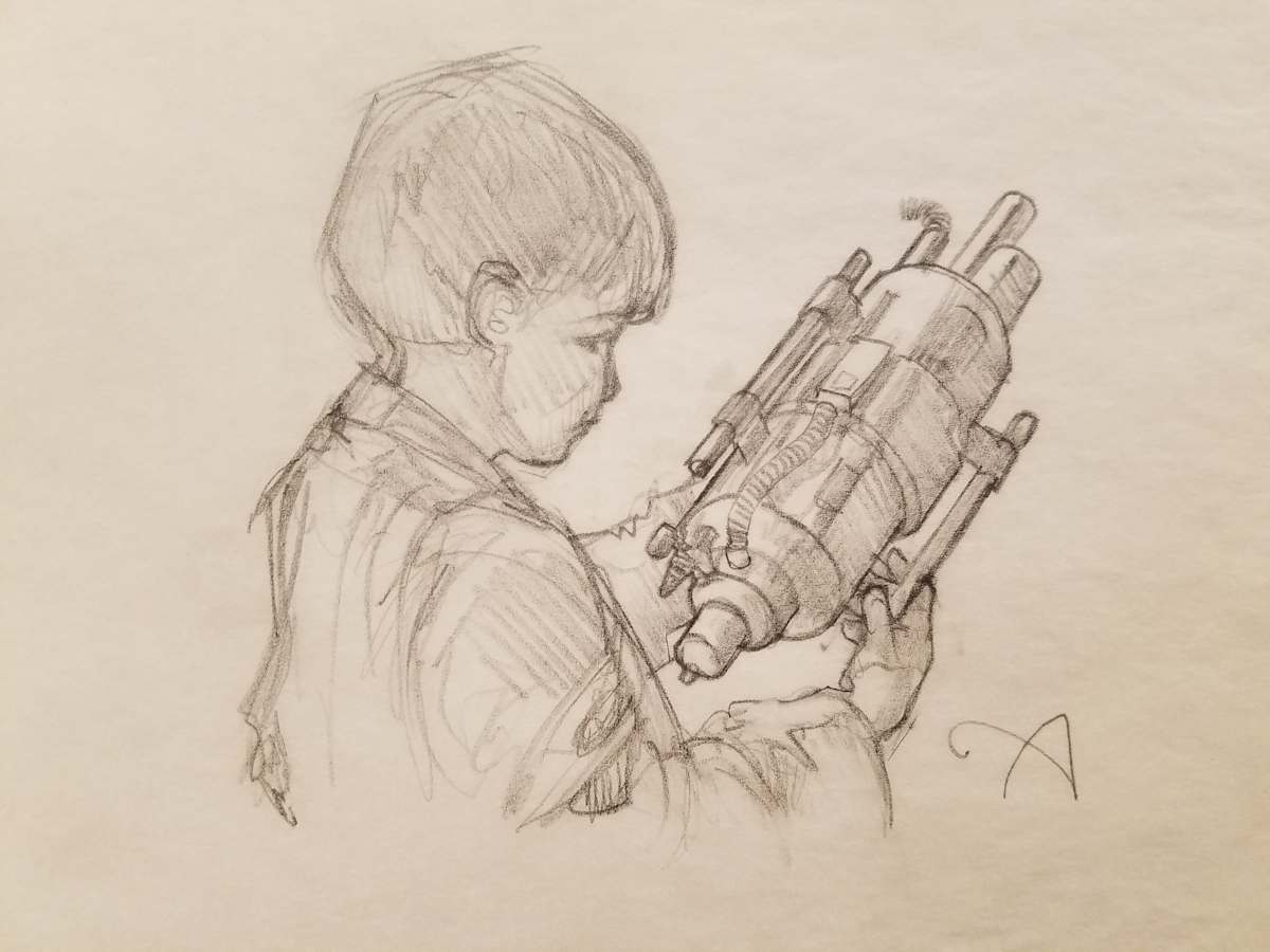 Star Wars Anakin's Fate Interior Art, Anakin and Podracer Part by John Alvin, Image 1.