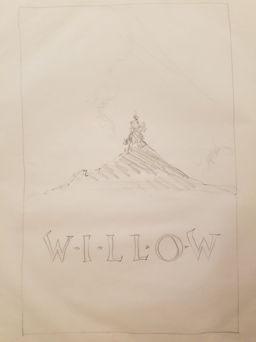 Willow Poster Concept, Main Cast on Roughly Sketched Hill by John Alvin, Image 1.