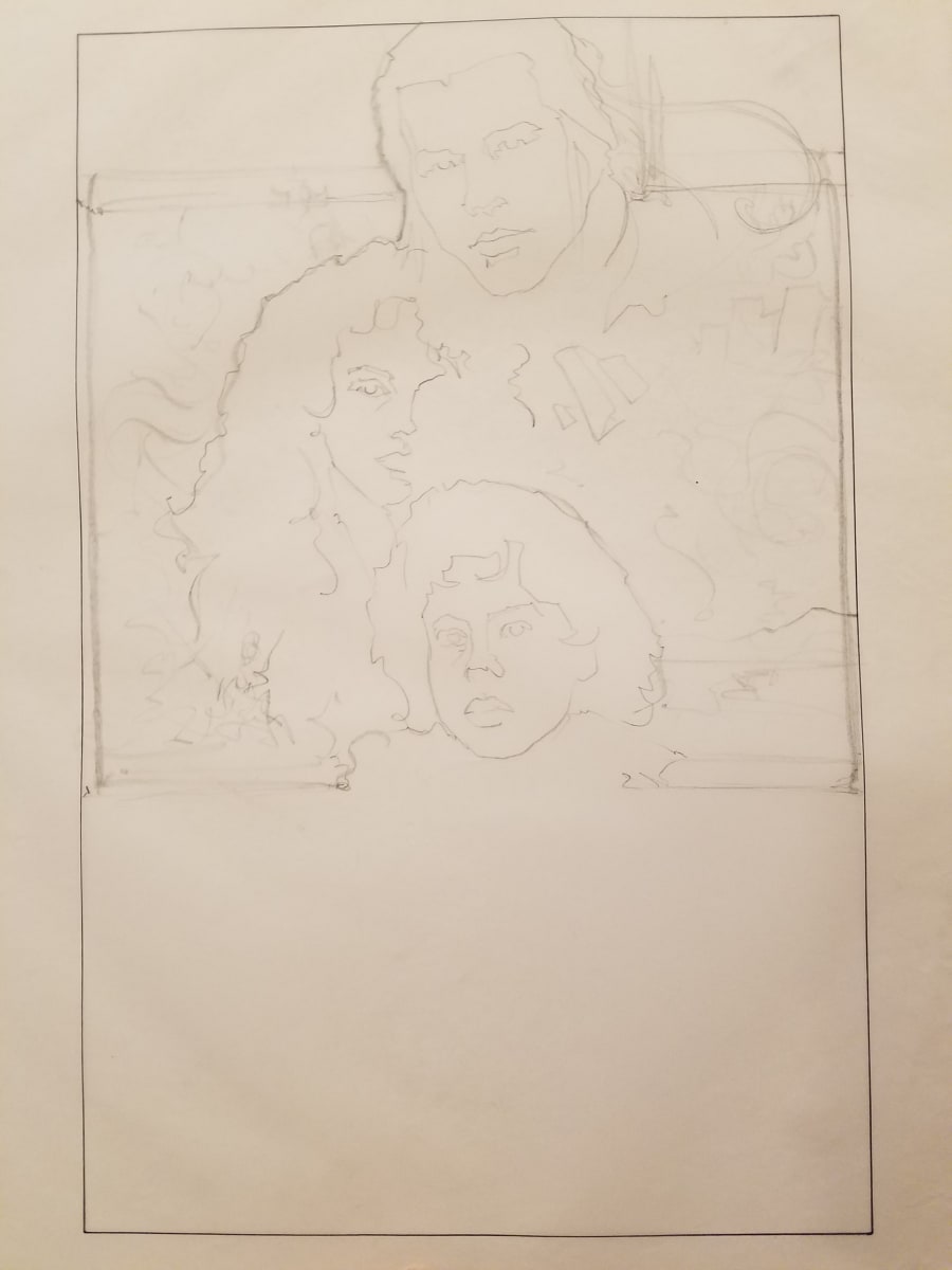 Willow Poster Concept, Outline Sketch, Cast Headshots by John Alvin, Image 1.