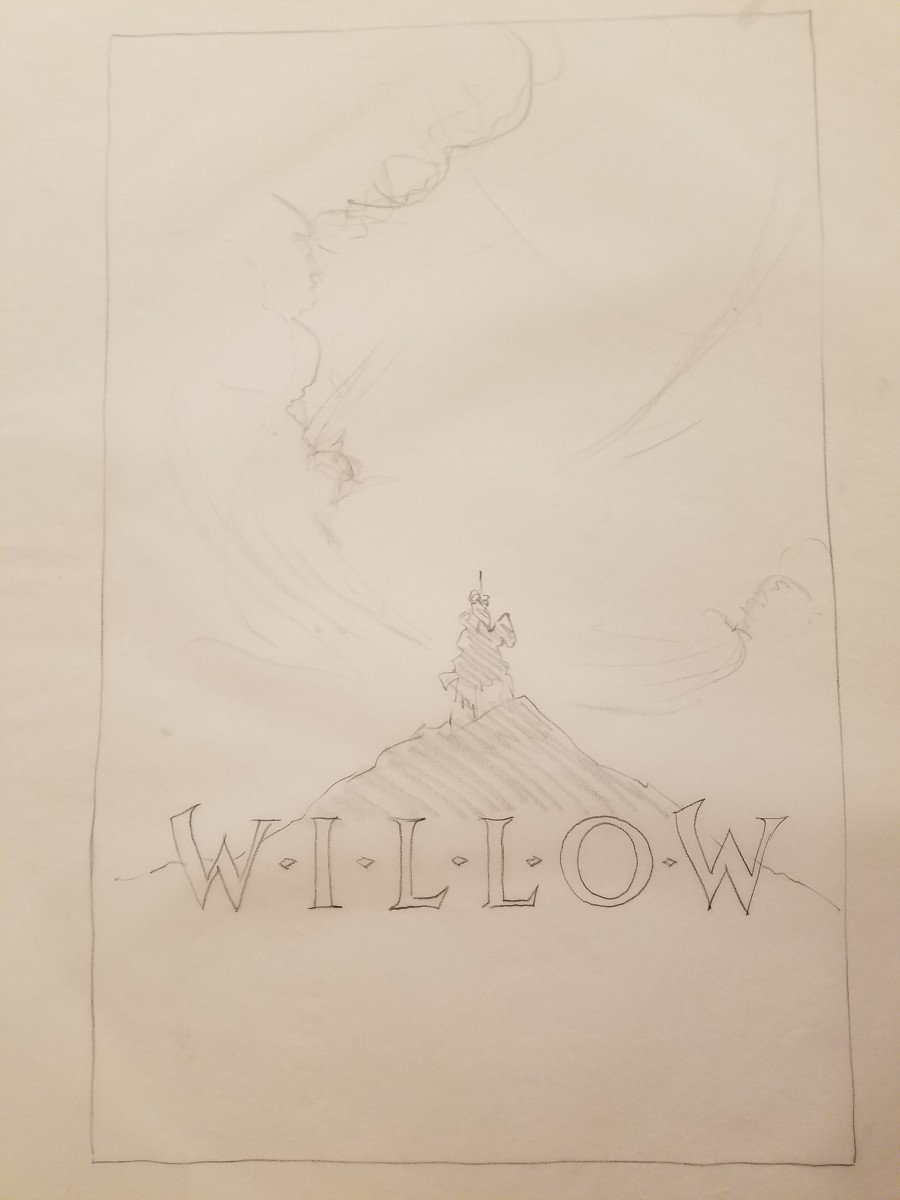 Willow Poster Concept, Main Cast on Roughly Sketched Hill by John Alvin 