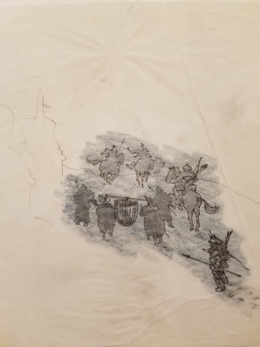 Willow Poster Concept, Horsemen and Soldiers, Pastel Shading by John Alvin 