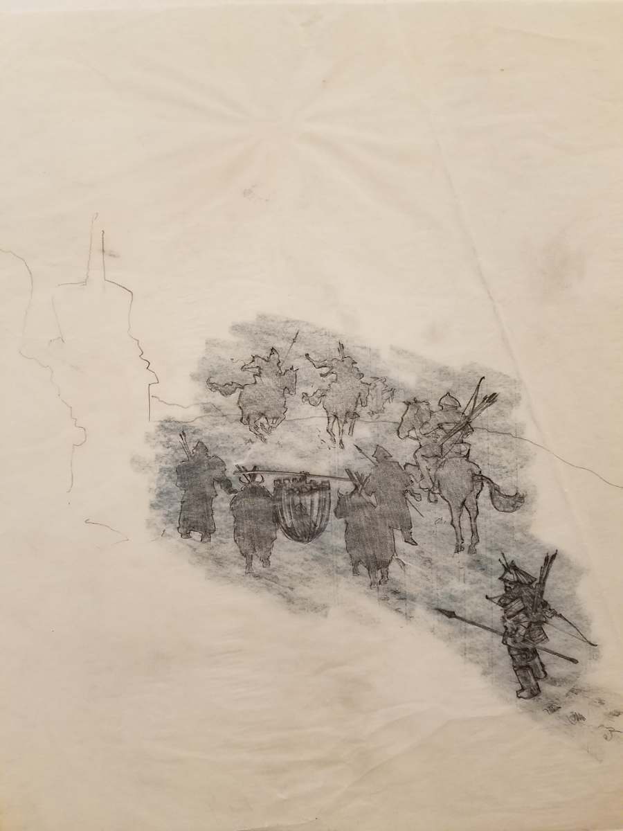 Willow Poster Concept, Horsemen and Soldiers, Pastel Shading by John Alvin, Image 1.