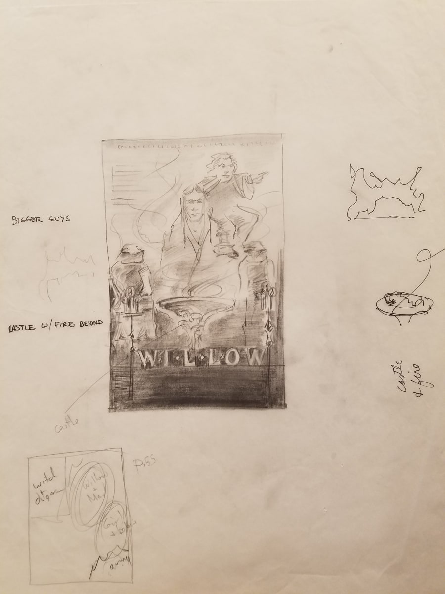 Willow Poster Concept, Layout Sketch With Pen Notes by John Alvin, Image 1.