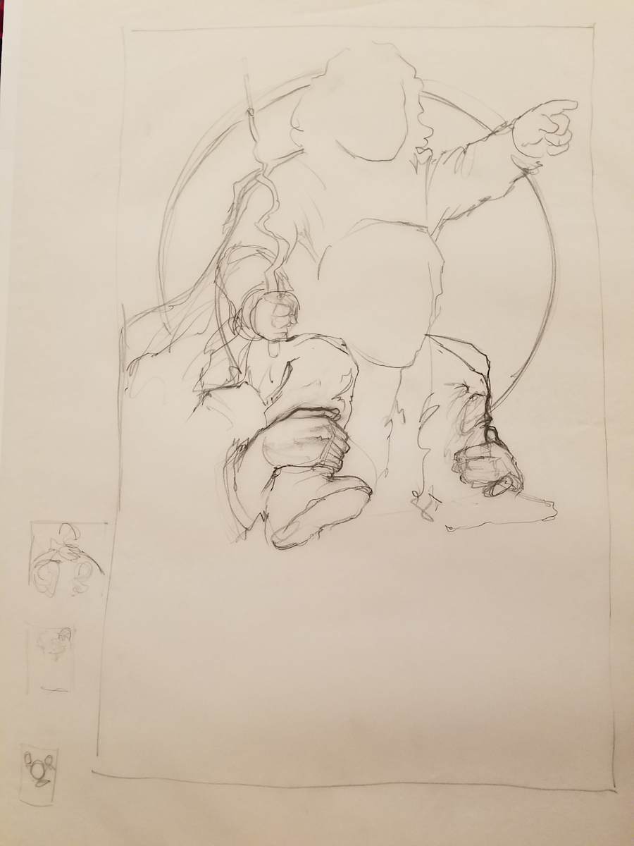 Willow Poster Concept, Outline Sketch by John Alvin, Image 1.