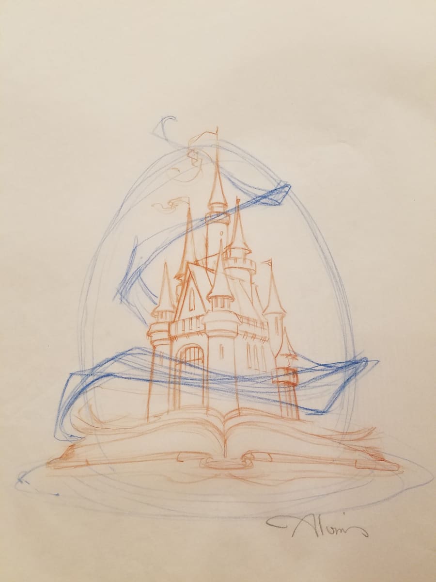 Fantasia 2000 Concept Art, Red Pencil Castle by John Alvin, Image 1.