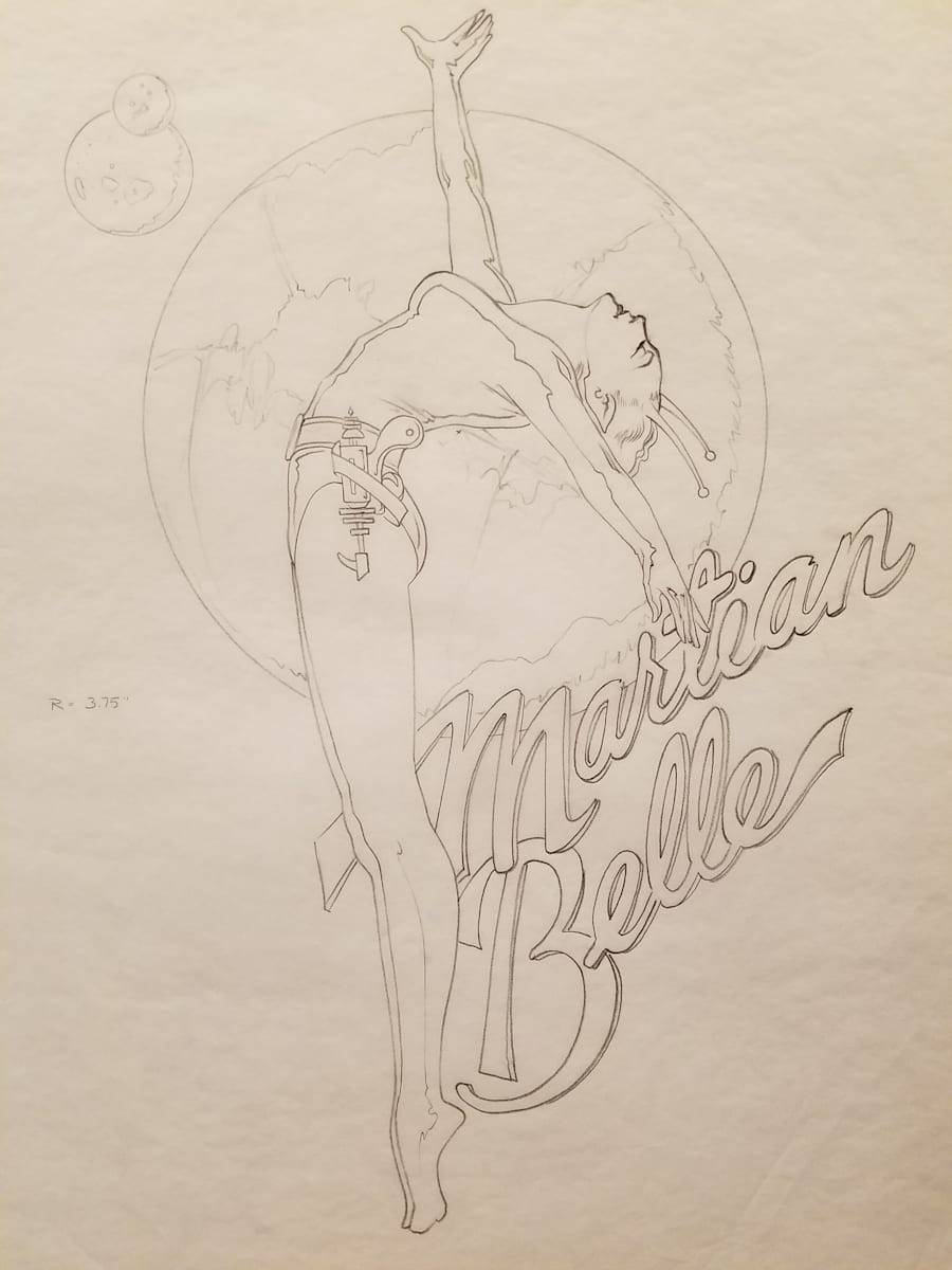 Virtual World Video Game Graphite for Key Art, Martian Belle by John Alvin, Image 1.