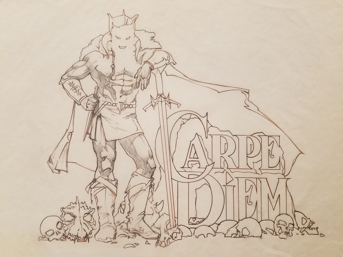Virtual World Video Game Graphite close to Key Art, Carpe Diem by John Alvin, Image 1.
