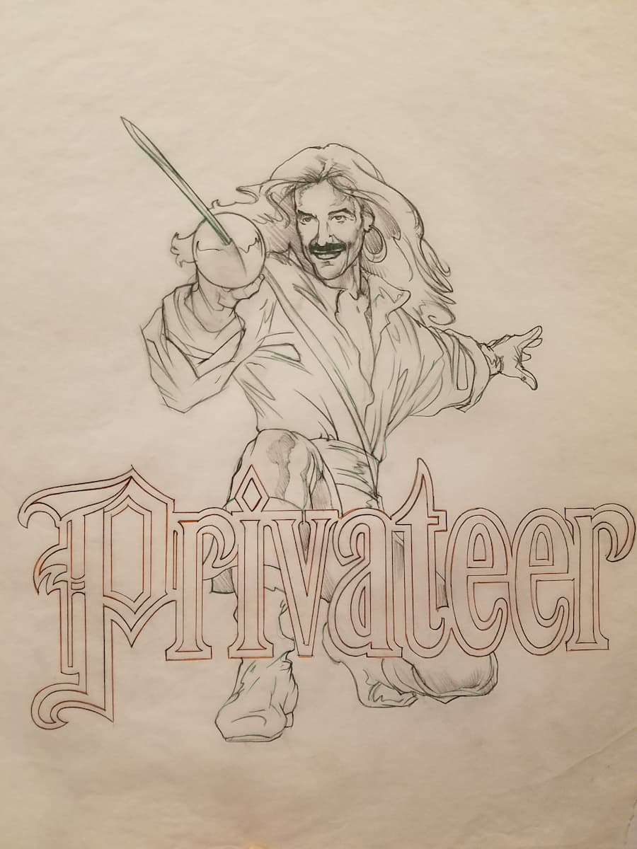 Virtual World Video Game Graphite for Key Art, Privateer by John Alvin, Image 1.