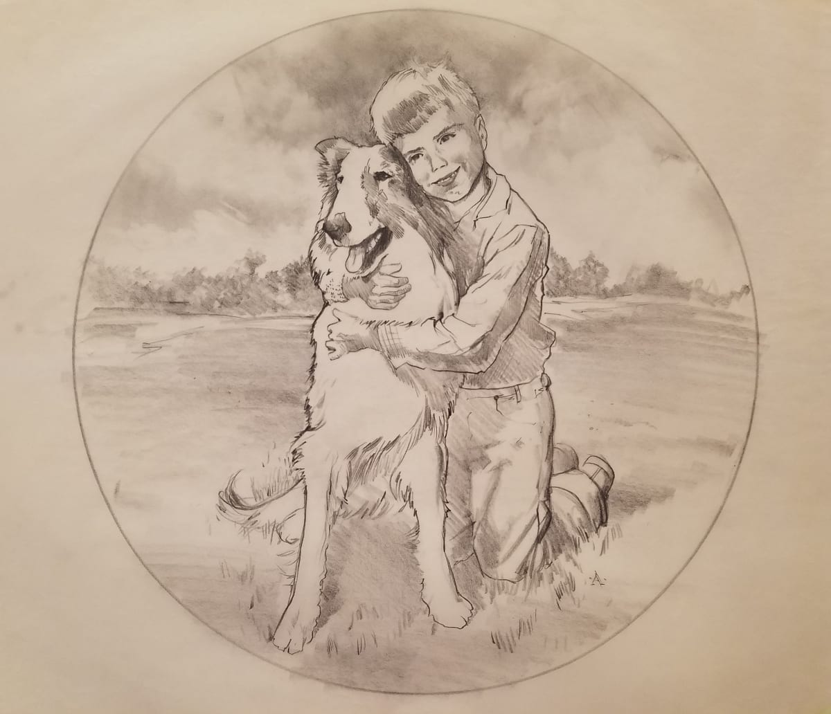 Lassie & Timmy Final Sketch: Danbury Mint Plate by John Alvin, Image 1.