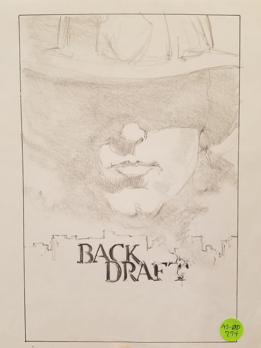 Backdraft Poster Concept, Darkened Firefighter in Sky by John Alvin, Image 1.