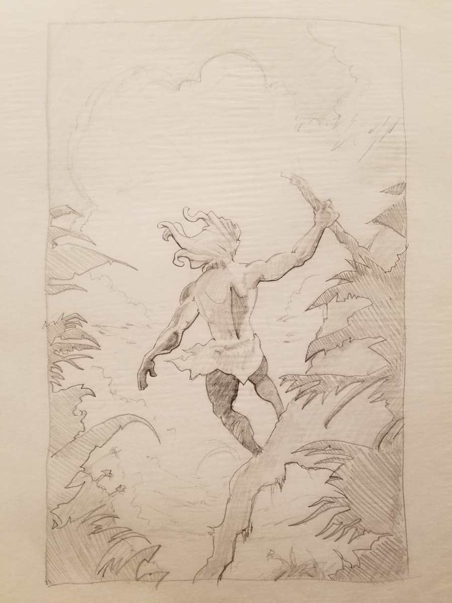 Tarzan Poster Concept, Tarzan Holding Onto Branch by John Alvin, Image 1.
