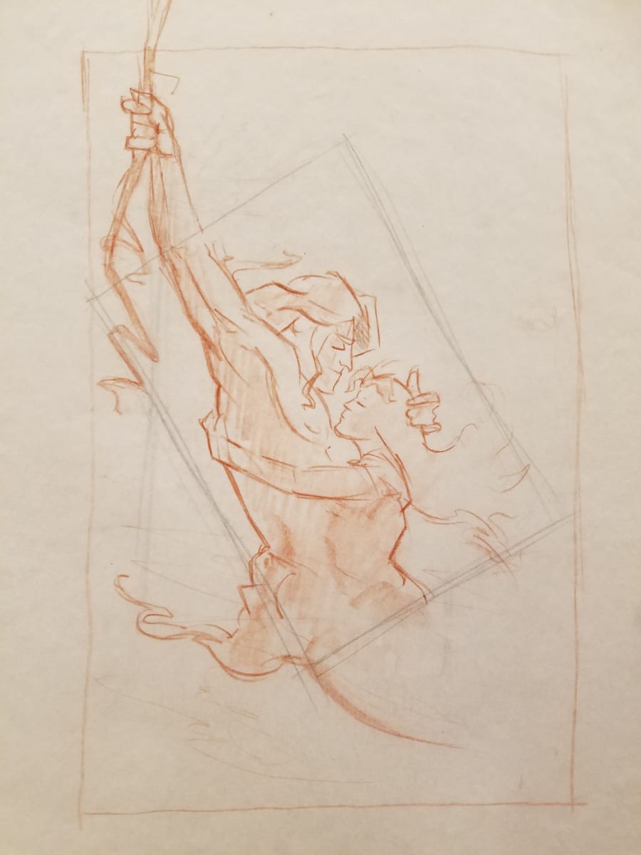 Tarzan Poster Concept, Jane Holding Tarzan by John Alvin, Image 1.